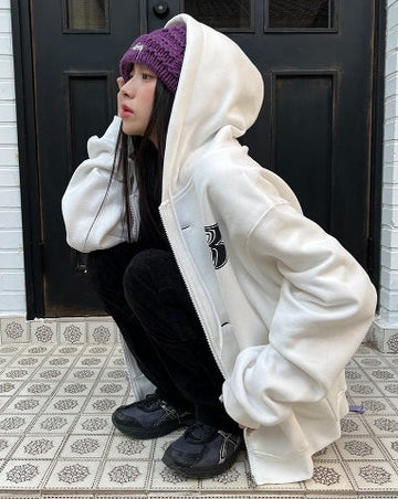 LOG BUTTON BRUSHED HOOD ZIP-UP